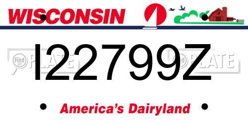 I22799Z Wisconsin License Plate