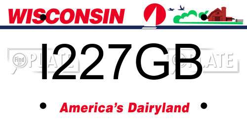 I227GB Wisconsin License Plate
