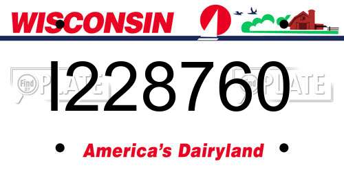 I228760 Wisconsin License Plate