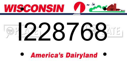 I228768 Wisconsin License Plate