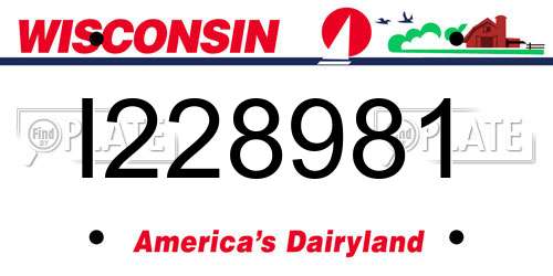 I228981 Wisconsin License Plate