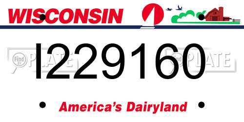 I229160 Wisconsin License Plate