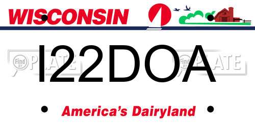 I22DOA Wisconsin License Plate
