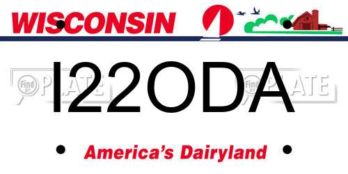 I22ODA Wisconsin License Plate