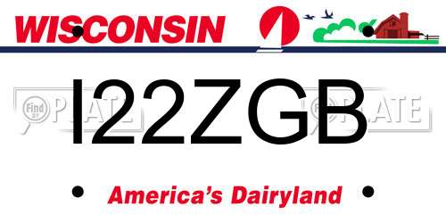 I22ZGB Wisconsin License Plate