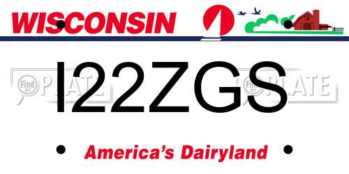 I22ZGS Wisconsin License Plate