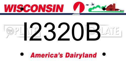 I2320B Wisconsin License Plate
