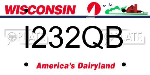 I232QB Wisconsin License Plate