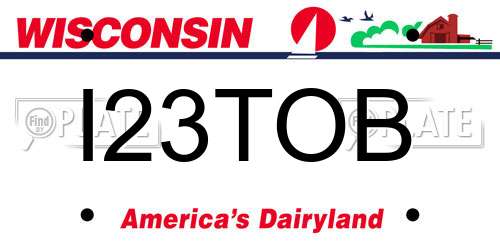 I23TOB Wisconsin License Plate