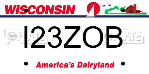 I23ZOB Wisconsin License Plate