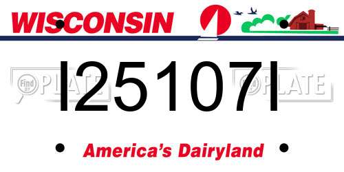 I25107I Wisconsin License Plate