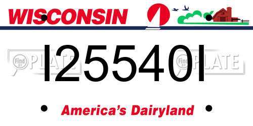 I25540I Wisconsin License Plate