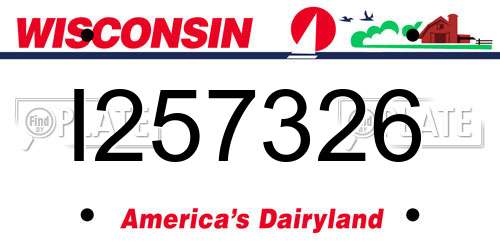 I257326 Wisconsin License Plate