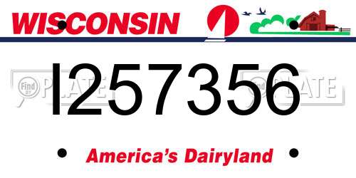 I257356 Wisconsin License Plate