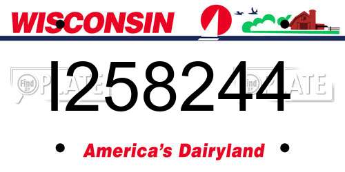 I258244 Wisconsin License Plate
