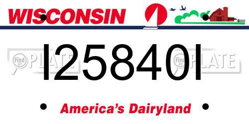 I25840I Wisconsin License Plate