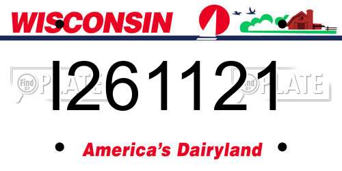 I261121 Wisconsin License Plate
