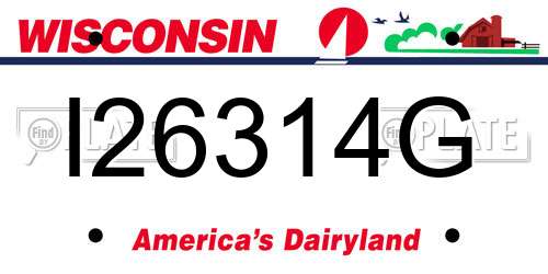 I26314G Wisconsin License Plate