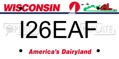 I26EAF Wisconsin License Plate