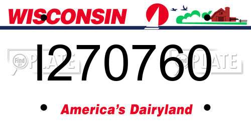 I270760 Wisconsin License Plate
