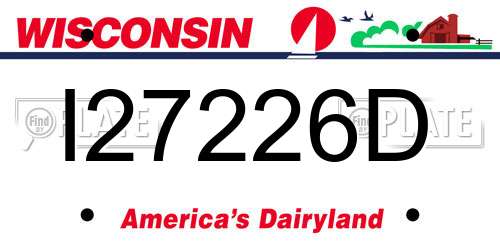 I27226D Wisconsin License Plate