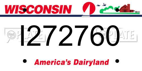 I272760 Wisconsin License Plate
