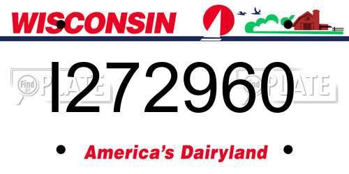I272960 Wisconsin License Plate