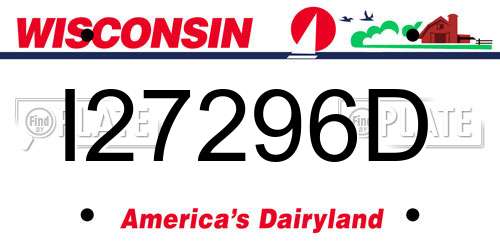 I27296D Wisconsin License Plate