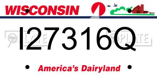 I27316Q Wisconsin License Plate