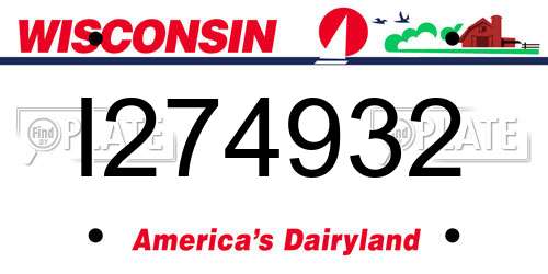 I274932 Wisconsin License Plate