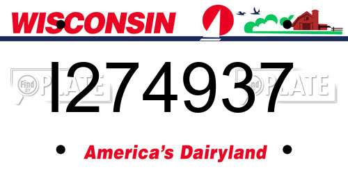 I274937 Wisconsin License Plate