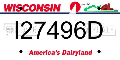 I27496D Wisconsin License Plate