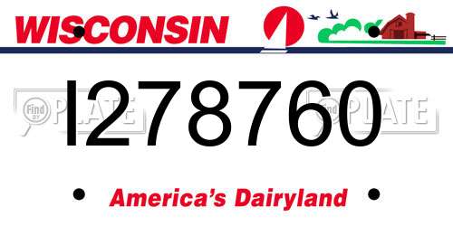 I278760 Wisconsin License Plate