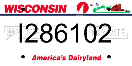 I286102 Wisconsin License Plate