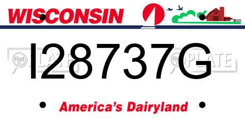 I28737G Wisconsin License Plate