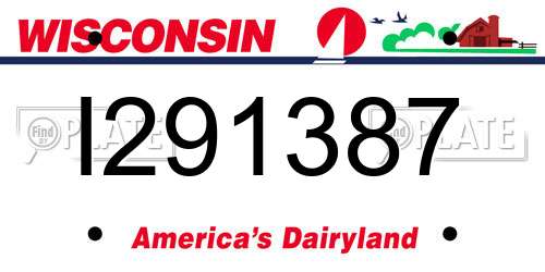 I291387 Wisconsin License Plate