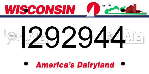 I292944 Wisconsin License Plate