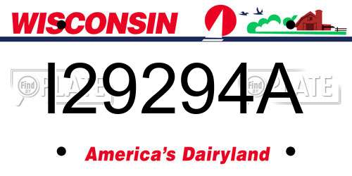 I29294A Wisconsin License Plate