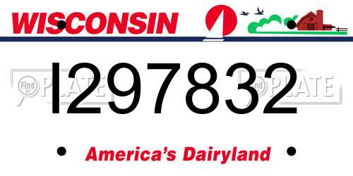 I297832 Wisconsin License Plate