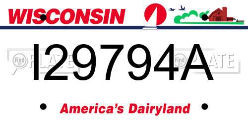 I29794A Wisconsin License Plate