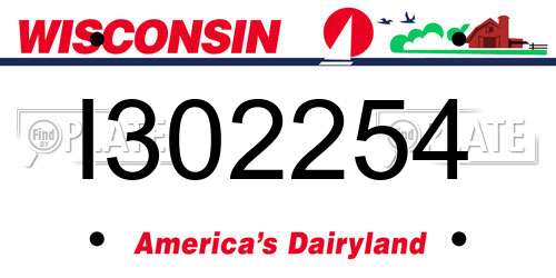 I302254 Wisconsin License Plate