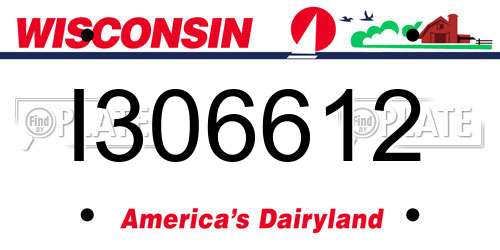 I306612 Wisconsin License Plate