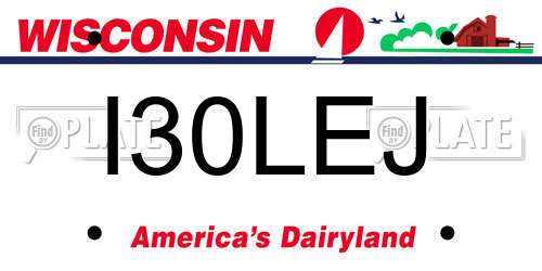 I30LEJ Wisconsin License Plate