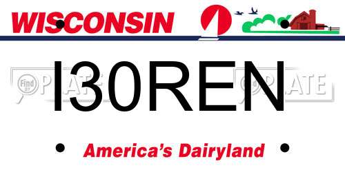 I30REN Wisconsin License Plate