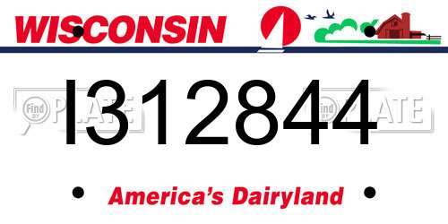 I312844 Wisconsin License Plate