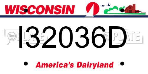 I32036D Wisconsin License Plate