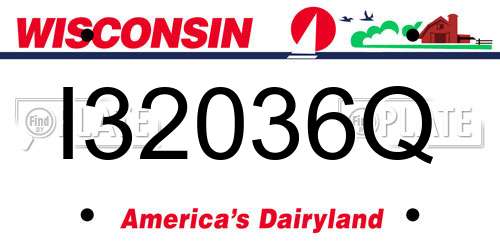 I32036Q Wisconsin License Plate