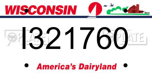 I321760 Wisconsin License Plate