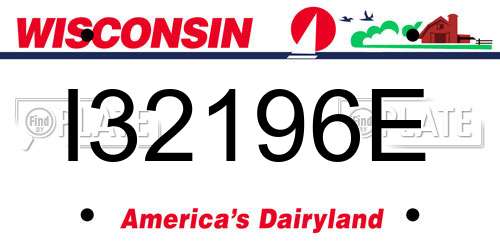 I32196E Wisconsin License Plate