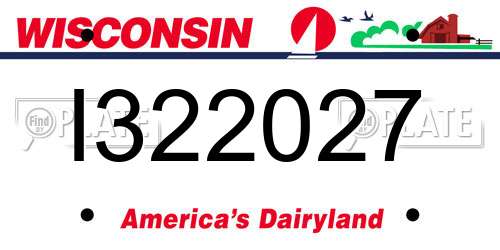 I322027 Wisconsin License Plate